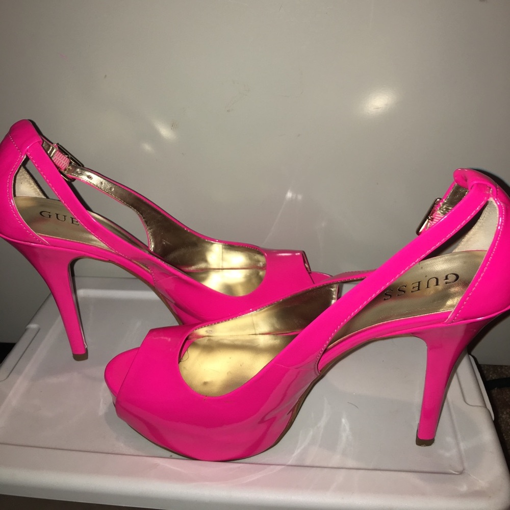 Guess HOT Pink Heels Sz 10